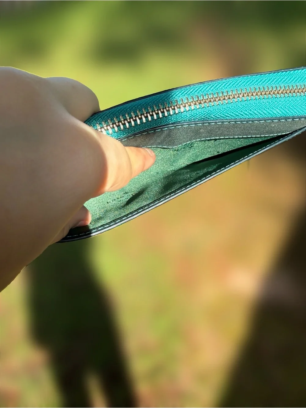 kate spade Teal Glitter Zip Wallet